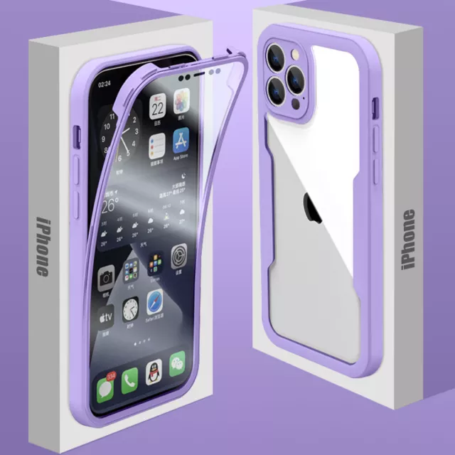 360° Double Sided Clear Shockproof Case For iPhone 15 Pro Max 14 13 12 11 Cover