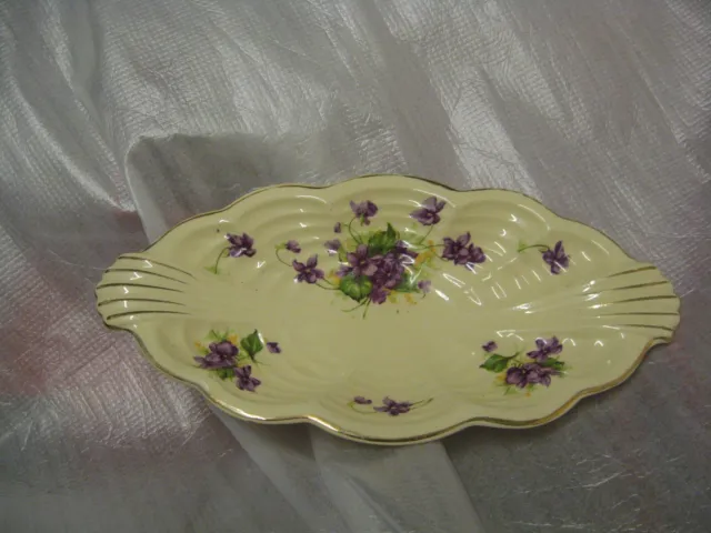Vintage.A J Wilkinson Royal Staffordshire Bon Bon Dish Honeyglaze Violets