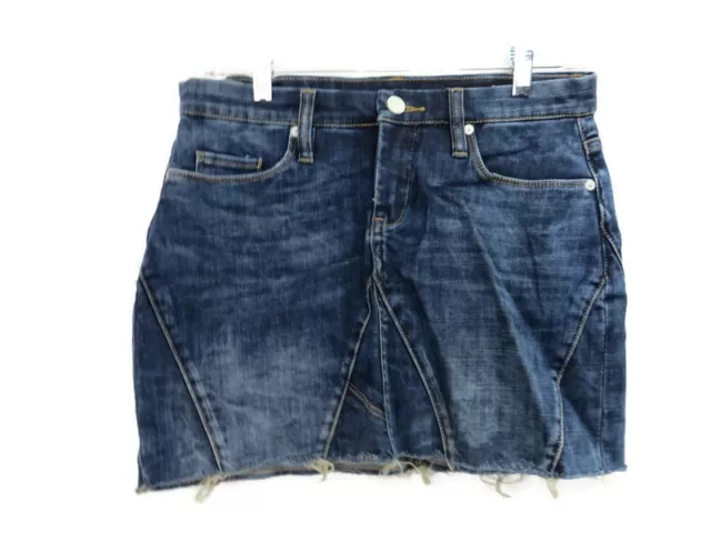 Blank NYC Unfaithful Jeans Mini Skirt Size 26 Dark Wash Pockets Zipper Blue