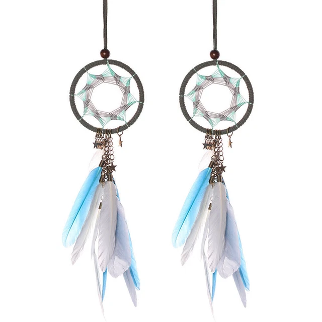 2x Small Dream Catcher Feathers Car Rear View Mirror Pendant Wall Hanging Gift