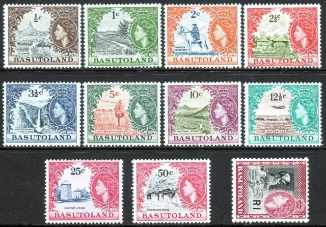 Basutoland 1961 QEII complete set of mint stamps value to R1 SG69-SG79 MNH