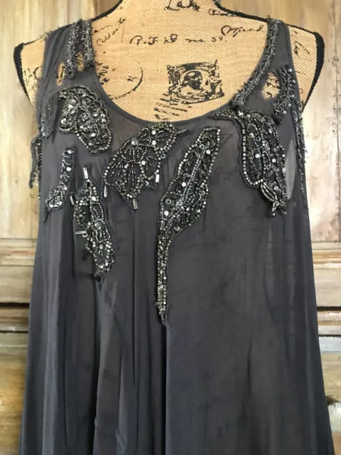 ALLSAINTS   MAXI    DRESS   w/ HAND EMBELLISHED BEADS   s. 8-10 2