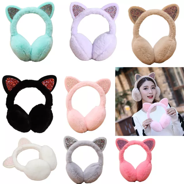 Women Kid Ear Muffs Lovely Earmuffs Cute Cat Ear Winter Warm Earflap Headband