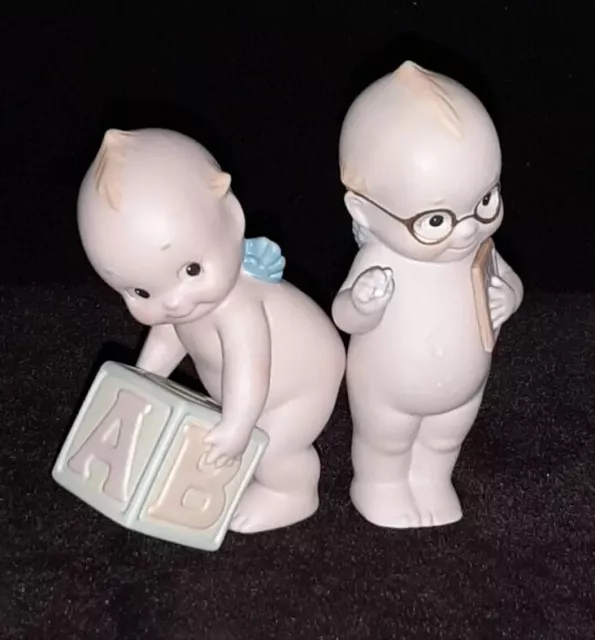 Kewpie DOLL Figurines TEACHER & ABC BLOCK Lot 2 Bisque JESCO Rose O’Neill