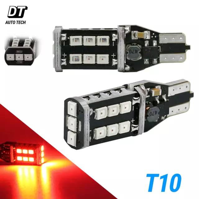 2X T10 921 912 60W High Power 3535 Chip LED Red Backup Reverse Light Bulbs