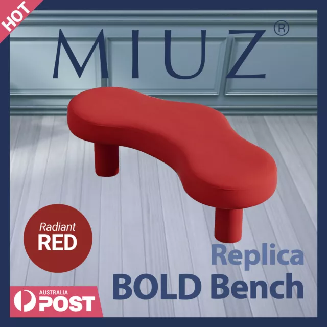 MIUZ Nordic Bench Stool Wooden Padded Seat Living Room Entryway Furniture - Red