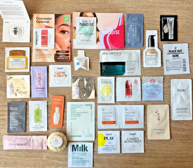 Lote de 30 muestras de productos de belleza, cuidado de la piel, maquillaje de alta gama, NUEVO