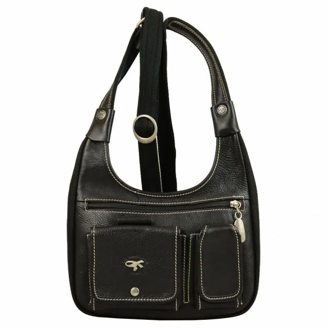 Sac bandoulière Gil Holster demi lune Toile et cuir - Noir