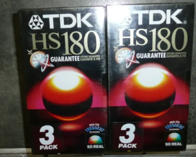 6x TDK HS180 BLANK 3 HOUR VHS VIDEO CASSETTE TAPES 180 MINUTES NEW & SEALED