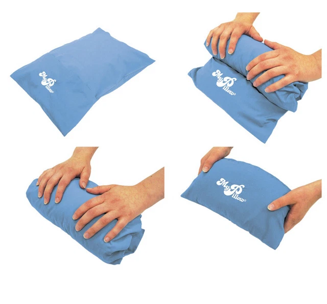 My Pillow Go Anywhere Travel 12”X18” Includes Roll & Go Case Daybreak Blue NEW 3