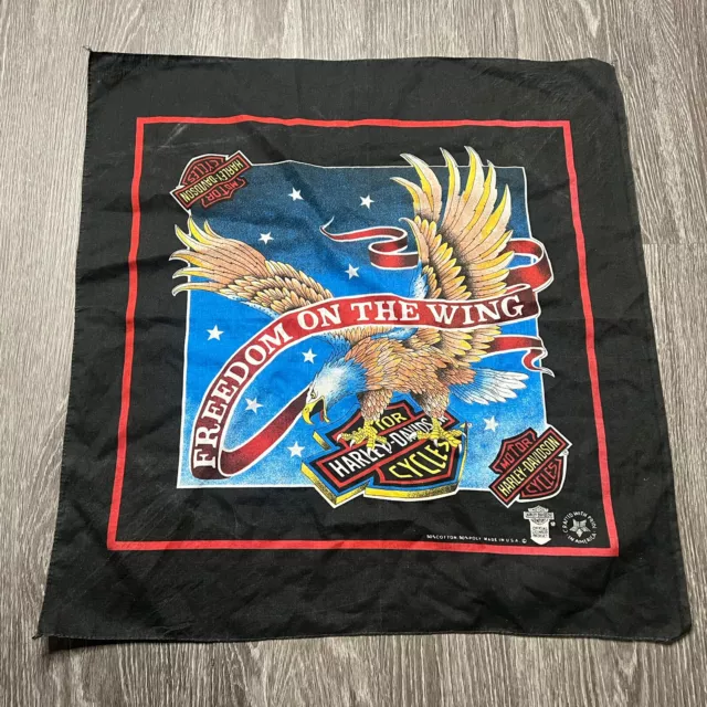 VINTAGE Harley-Davidson American Eagle Bandana Freedom On The Wing Made In USA