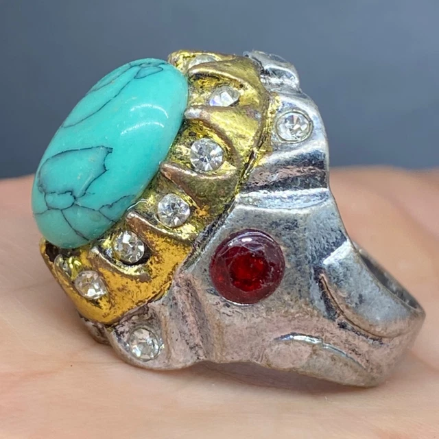 Bague Ancienne Art Nouveau - Argent Sterling & Ambre Jaune - Taille 58 - Occasion