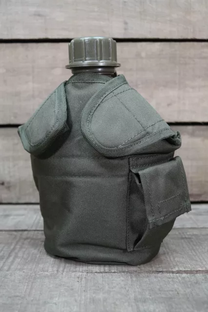 US Feldflasche Trinkflasche mit Edelstahl Becher Molle Tasche oliv Gen. 1 3