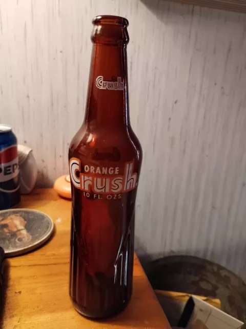 Orange Crush Soda Brown Amber Glass Bottle 10 oz. Evanston IL 50+ Years Old