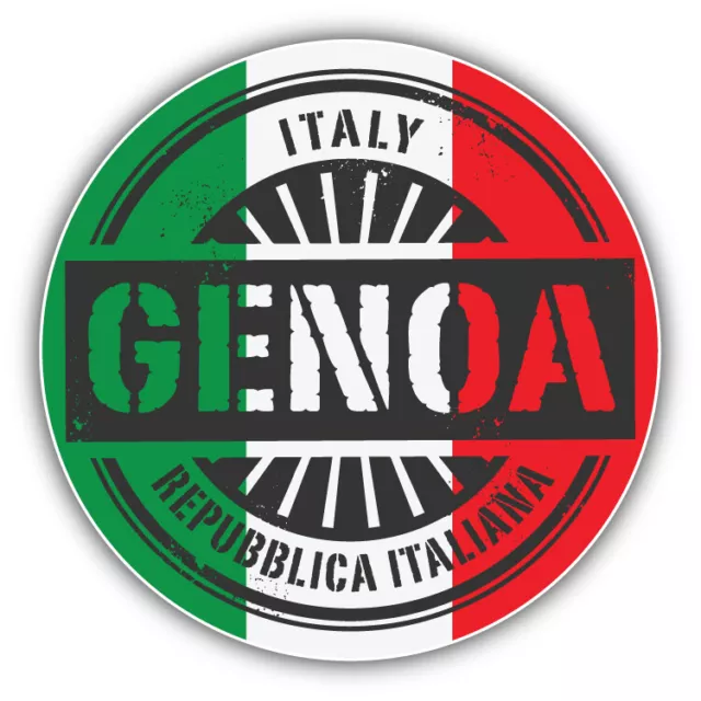 Genoa Italy World Flag Stamp Car Bumper Sticker Decal