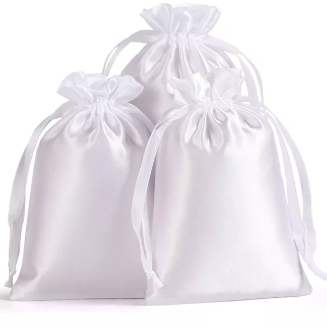 Satin Bags with Drawstring, 4x6" Wedding Favor Drawstring Bags, 50PCS White S...