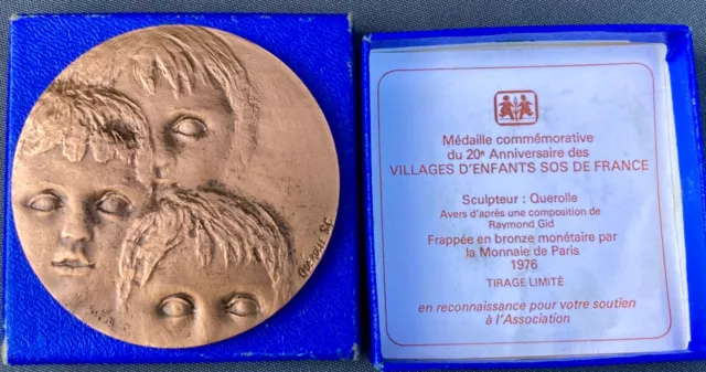 MEDAILLE DE TABLE - 20°anniversaire des VILLAGES D'ENFANTS SOS de FRANCE- 1976 2