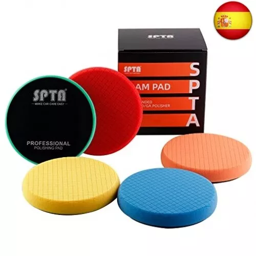 SPTA esponjas Pulido Coche, 5 Piezas 125mm Almohadillas de Pulido Kit Esponja