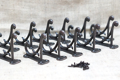 12 Coat Hooks Antique Style Cast Iron 4.5" Wall Double Restoration Industrial