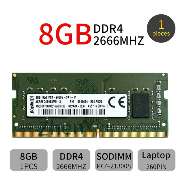 Barrette De RAM Crucial DDR4 8 Go 2666 MHz PC4-21300 SODIMM Pour PC Portable - Neuf
