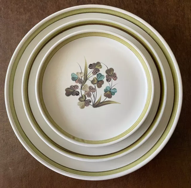 Denby Stoneware Langley Shamrock 10”, 8.25” And 6.5” Plates Made In England