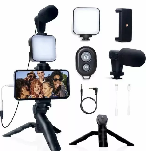 Smartphone Vlogging Kit for iPhone with Tripod Mini Microphone Starter Vlog kit