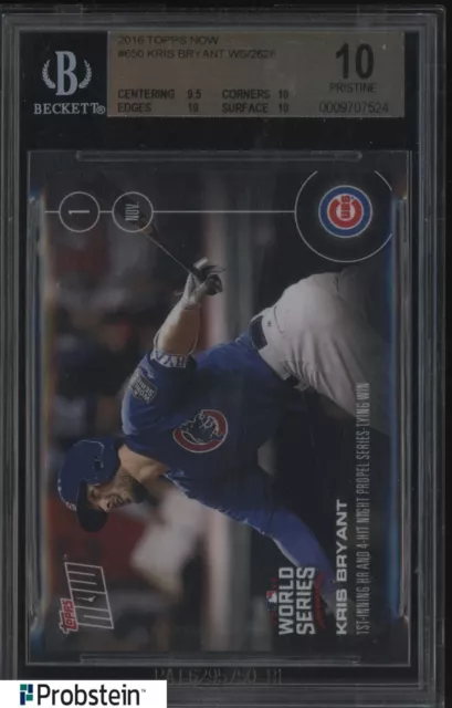 2016 Topps Now Kris Bryant Chicago Cubs RC Rookie BGS 10 PRISTINE