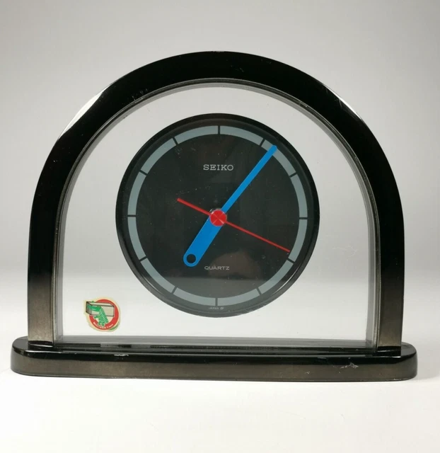 VINTAGE RETRO MEMPHIS Style Postmodern Half Moon Desk Clock Seiko