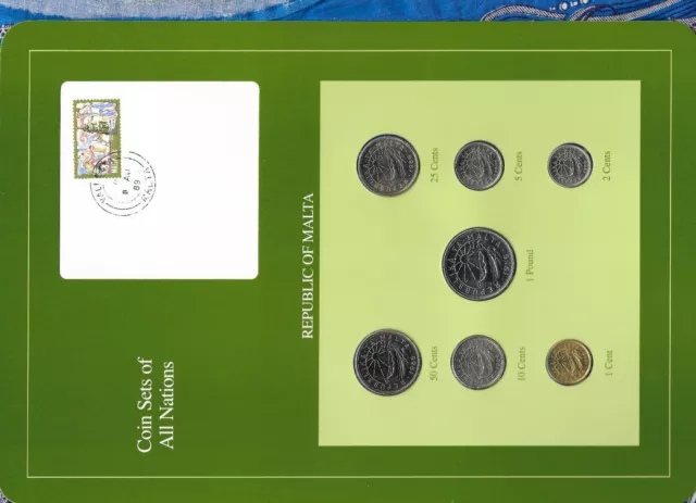 Coin Sets of All Nations Malta All 1986 UNC RARE Boat theme w/card 1 Pound 1986