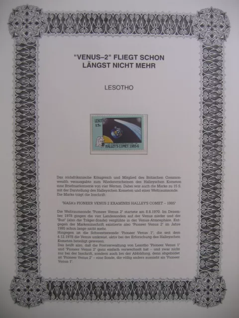 Irrtümer auf Briefmarken / Lesotho Mi 571 : Raumsonde " Venus 2 " (Variante 1)