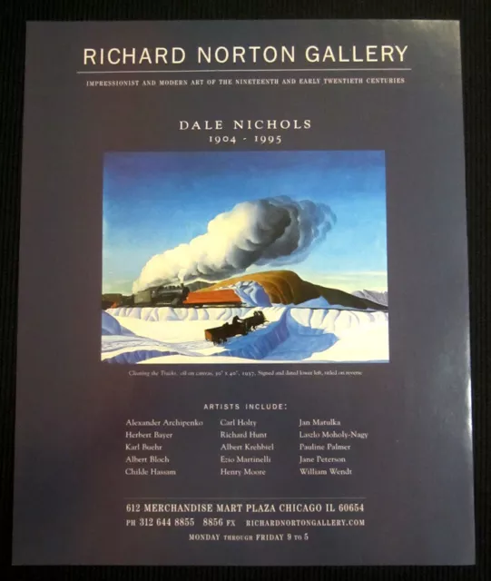 Dale Nichols art Richard Norton Gallery print ad 2003 Regionalism, railroad Dale Nichols art Richard Norton Gallery print ad 2003 Regionalism, railroad