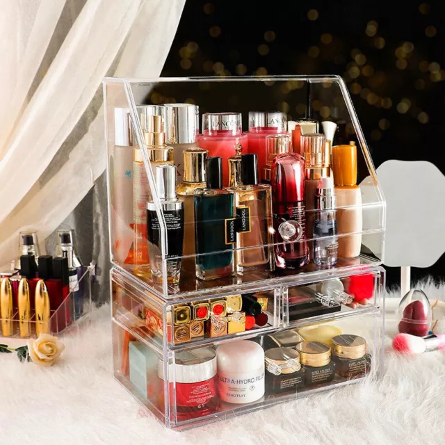 Large Makeup Organizer Box Acrylic Cosmetic Skin Care Storage Rack Holder Box AU