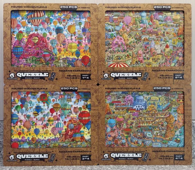 Quezzle Puzzle Amazing Cappadocia Full Pack 1-4 Unidragon Figured Wooden Puzzels