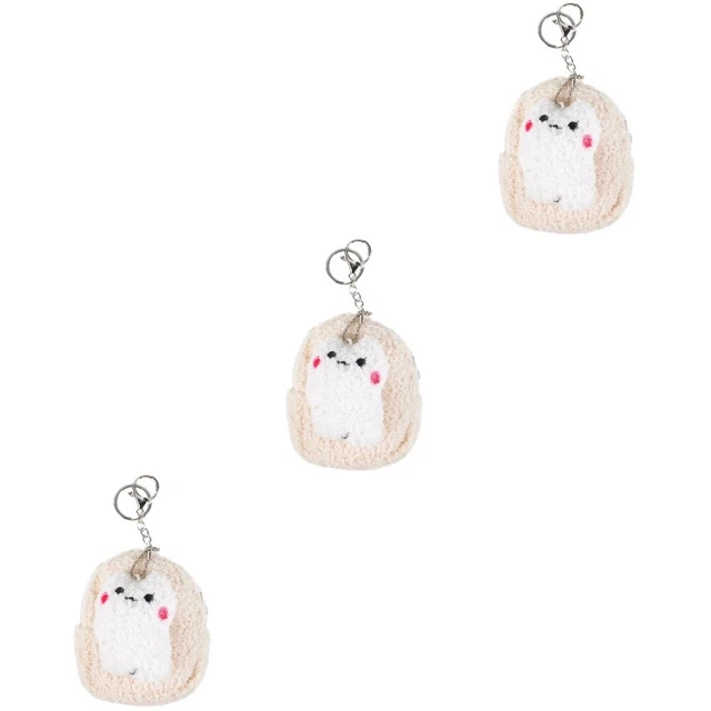 3pcs porte-monnaie en peluche porte-clés titulaire de la carte de crédit Coin Pu