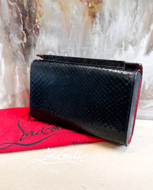 Christian Louboutin Black Snakeskin Swarovski Crystal Vanite Small Clutch Bag