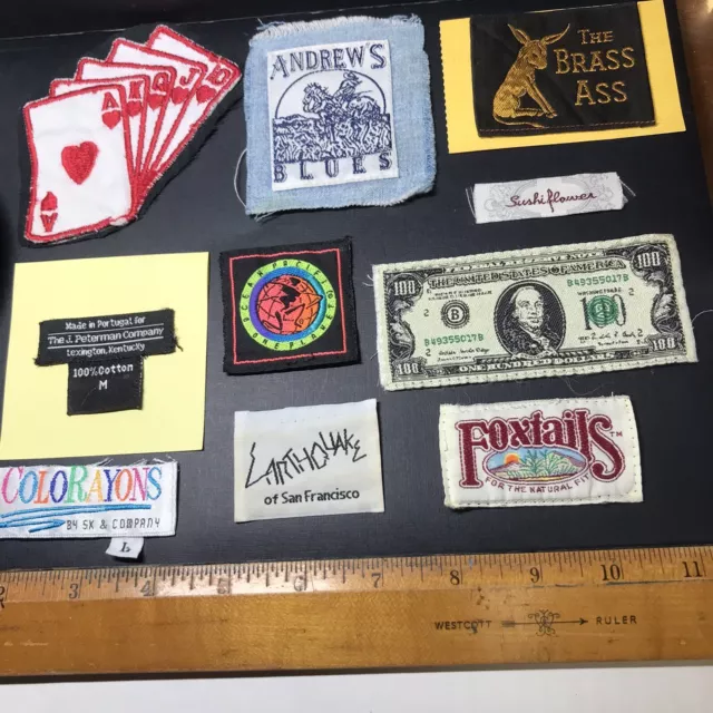Etiquetas de ropa animales dinero tarjetas de océano terremoto J.Peterman Andrew's Blues +