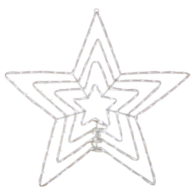 24" LED Lighted Layered Stars 8 Function Christmas Window Silhouette