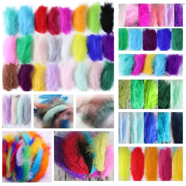 Super Fluffy Turkey Marabou Feathers All Colours 50-100pcs 36 Colours- NEW MIXES