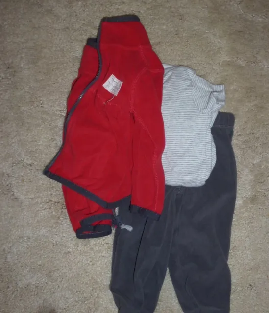 Carters Baby Boy Fleece Jacket, Pants, and Shirt Outfit 9 months 
