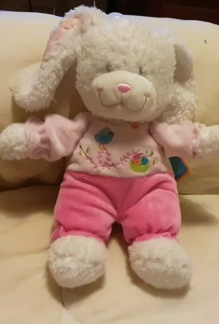 Doudou Peluche Lapin Rose Blanc Poussin Tex Baby NEUF