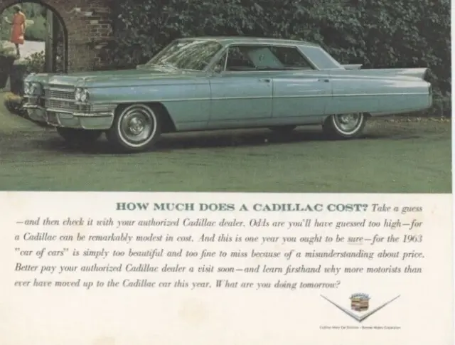 1963 Cadillac Sedan De Ville Original Print Ad 6.75 x 10 General Motors Cadillac