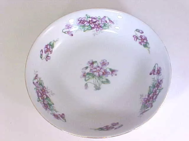 Ucagco China Delicado Salad Cereal Soup Bowl Japan Purple Violets Green Leaves