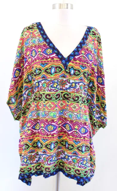 NWT Nanette Lepore Carnaval Geometric Print Colorful Tunic Swim Cover Coverup XS