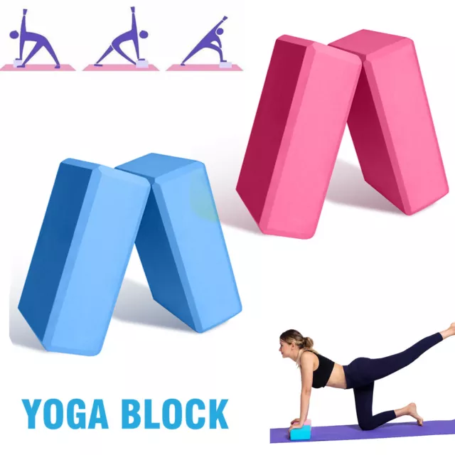 Blue / Pink Yoga Block Foam Brick Stretching Fitness Aid Gym Pilates Exercise