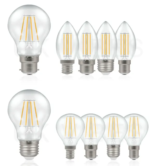 Vintage Filament LED Edison Candle Bulb E14 E27 B22 Warm/Cool/Day Light A+ UK