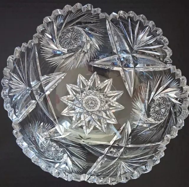 American Brilliant Period Cut Glass Bowl 8in