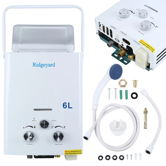 RIDGEYARD 6L/MIN CHAUFFE-EAU à Gaz Propane avec Pommeau de douche 2800Pa  EUR 59,09 - PicClick FR