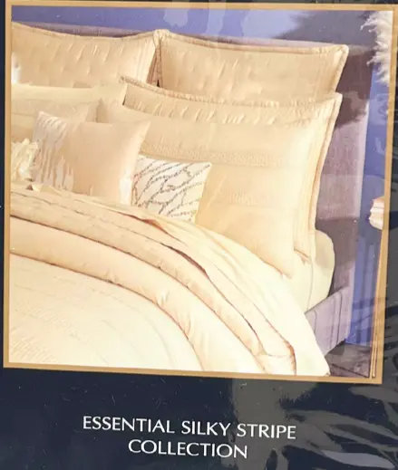 Donna Karan Home 2 KING Designer Shams Silky Stripe Gold Collection Ret.$380 NEW 2