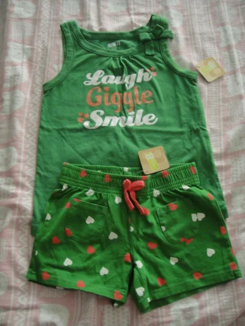 NEW Crazy8 by Gymboree Laugh Giggle Smile Green Tank Top Shorts Set Sz S 5 6