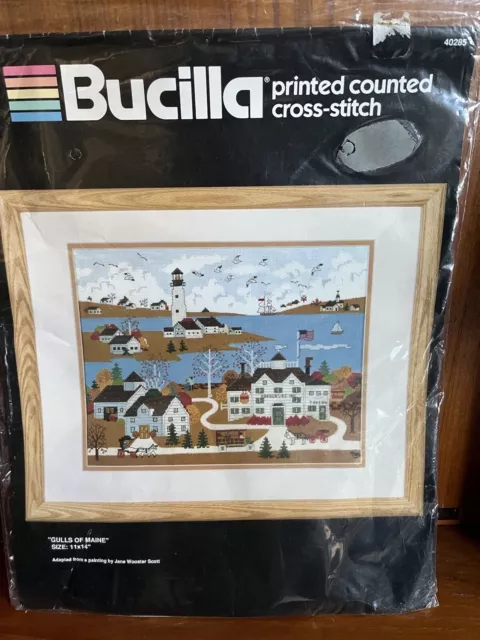 Vintage Bucilla Cross Stitch Gulls Of Maine Embroidery Kit Wooster Scott Art NEW